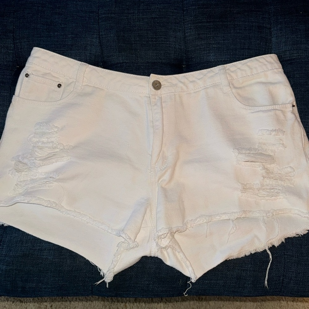 White jean shorts